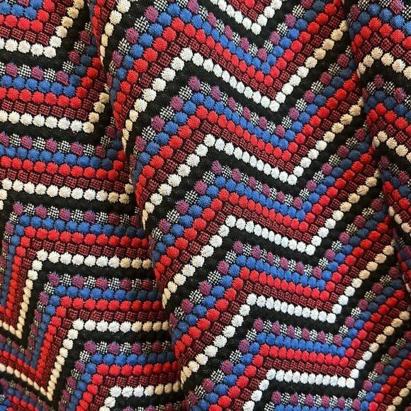 Geometric Mini Dress V-Neck Sleeveless Retro‎ Mod Zigzag Multicolor - Picture 12 of 13